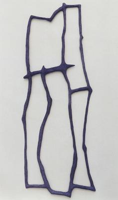 Dürrling II.jpg - Dürrling II, 1999, Papier, Stoff, Gouache, Kreide, 91 x 33 x 2 cm